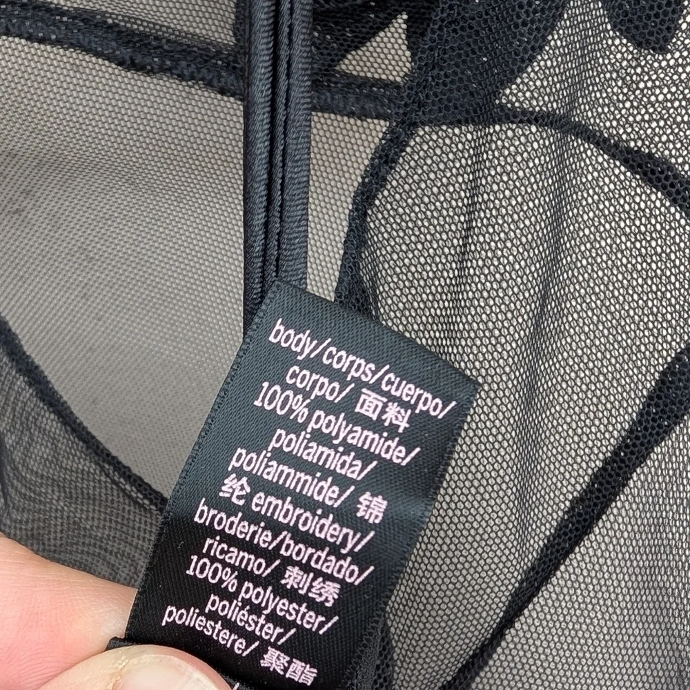 VS Sheer Mesh Sexy Chemise Lingerie With Embellishments